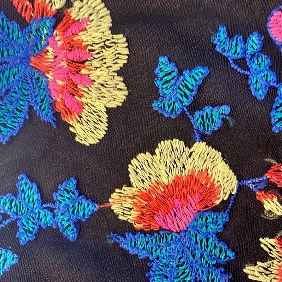 Topshop Off-The-Shoulder Floral Embroidered Bodycon Mini Dress - Picture 13 of 15